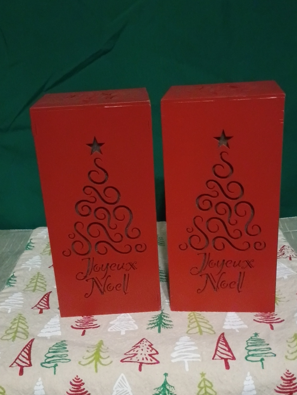 ,Red Wooden light Up Christmas Blocks